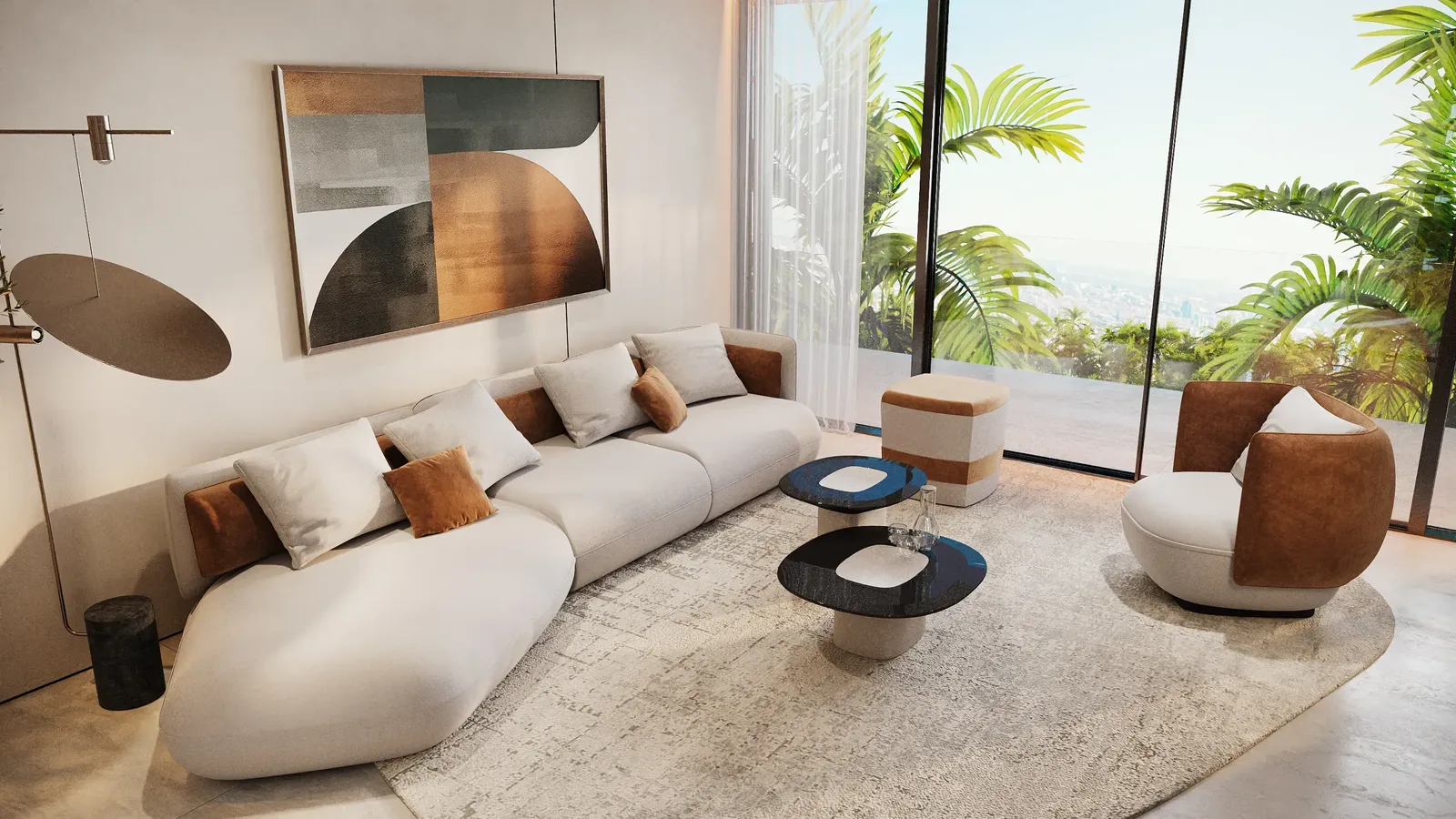 Trussardi Residences Phase II — official living-room still looking onto a terrace