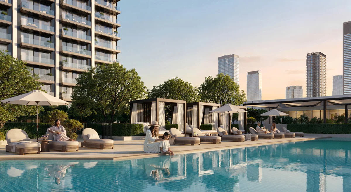 Valia at Dubai Creek Harbour — amenities and lifestyle marketing still