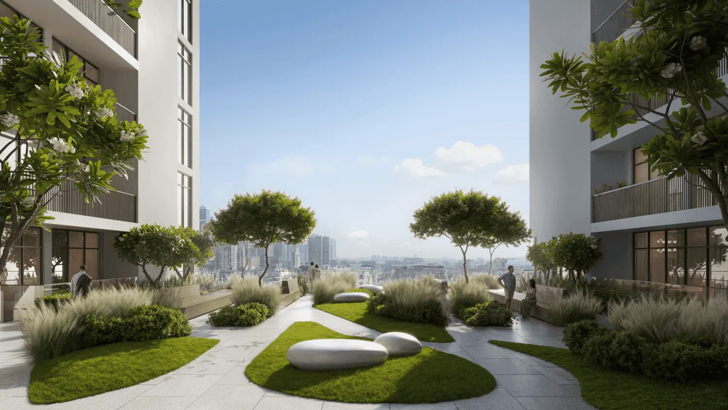 VERDAN1A 4 by Object 1 — marketing terrace garden between residential wings