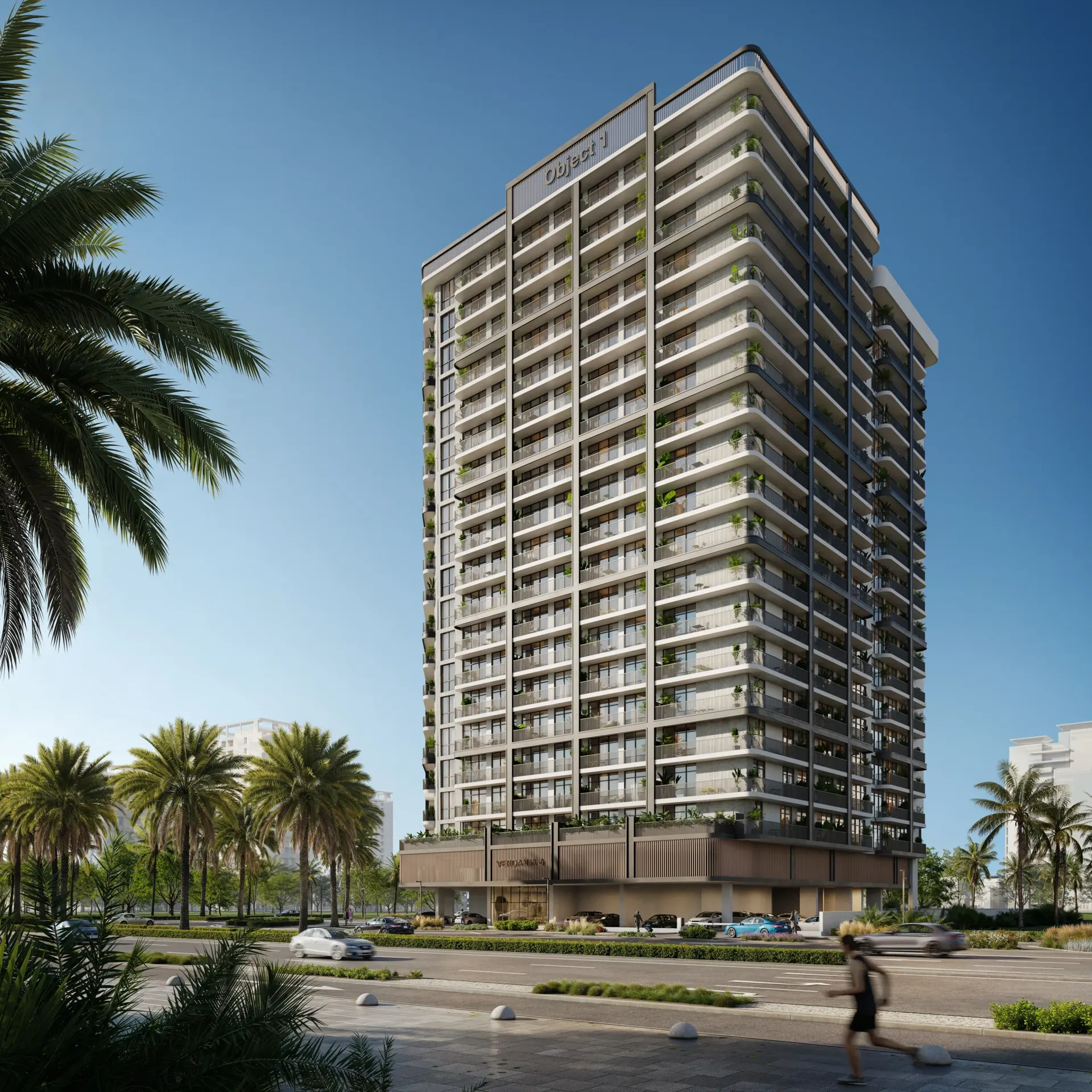 VERDAN1A 4 by Object 1 — official daytime marketing exterior with Object 1 crown and VERDAN1A 4 podium