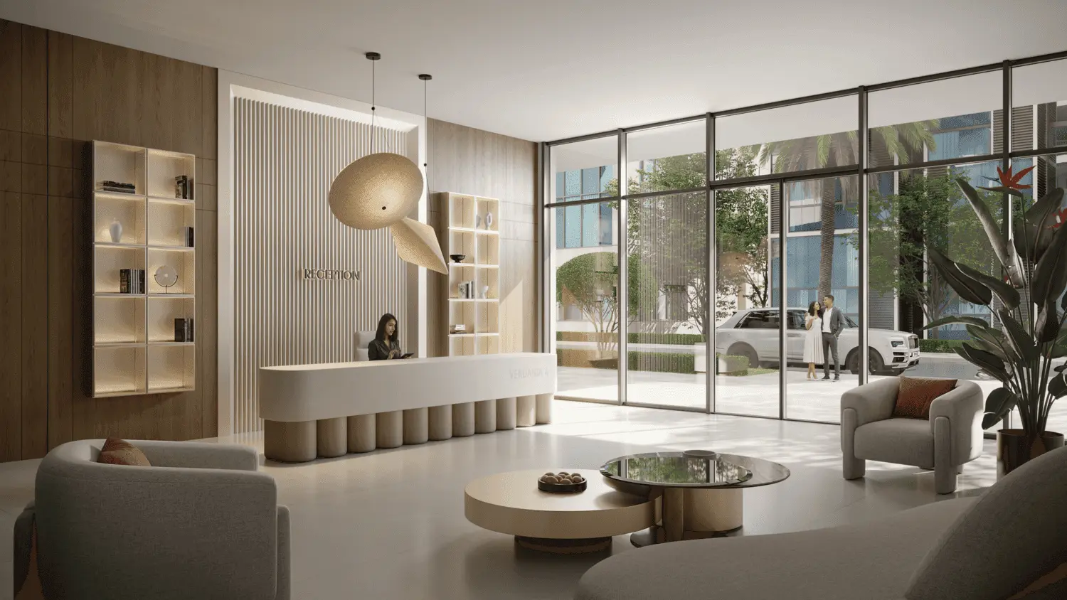 VERDAN1A 4 by Object 1 — marketing reception lobby with VERDAN1A 4 desk lettering