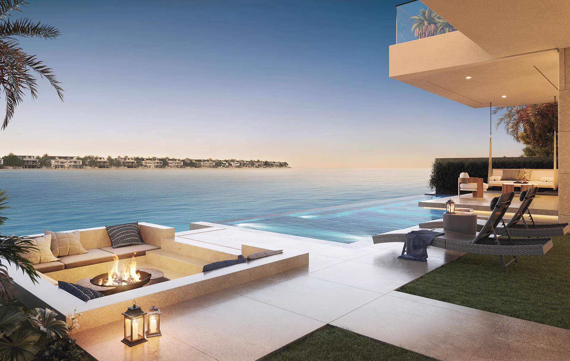 Villa Ocean Whisper — beach terrace lifestyle marketing still with pool edge (official type gallery)